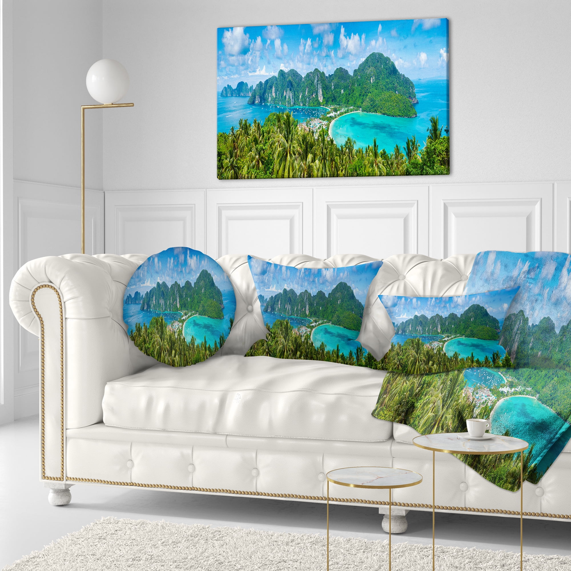 Designart Tropical Island Panorama - Photography Throw Pillow - 12x20