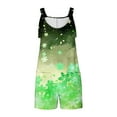thumbnail image 5 of Loose Summer Romper Womens Shorts with Daisy Flowers Print Sleeveless Knotted Straps Short Jumpsuit with Pockets (L, Green 05), 5 of 6