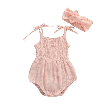 

Puloru Cute Romper Solid Color Bodysuit 0-18 Months