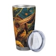 thumbnail image 2 of Haiem Starry Night Guitar Turtle Printed 20oz Straight Skinny Car Cups With Insulated Cup Sleeve Portable Handle, Sports Travel Coffee Mug, Stainless Steel, Insulated-Without Straw, 2 of 8