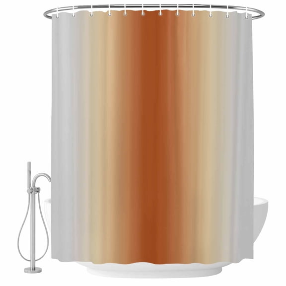 Burnt Orange Grey Ombre Shower Curtain, Waterproof Shower Curtains for Bathroom, Farmhouse Gradient Minimalist Washable Fabric Bathtub Curtain Set Bath Decor with 12 Hooks Stall 36"x72"