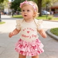 thumbnail image 2 of RMGVDSD Newborn Baby Girl Clothes Infant My First Mother's Day Outfit Short Sleeve Romper Bow Skirt With Headband 3Pcs Summer Outfits 0-3 Months, 2 of 6