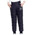 thumbnail image 5 of Odeerbi Kids Pants Autumn Winter Baby Girls Boys Solid Color High Waist Plush Down Cotton Pants Thickened Thermal Cotton Pants Liner Black, 5 of 6