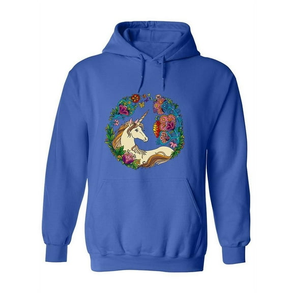Flowers And Unicorn Hoodie Women -Image by Shutterstock, Female Large