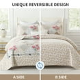 thumbnail image 6 of DDUOXIN Real Patchwork Plaid Floral Oversized Queen Bedspread, 100% Cotton Tan Brown 120"x102" Farmhouse Reversible Queen Size Quilt, Lightweight 3-Piece XL/Large Queen Coverlet Bedding Set, 6 of 11