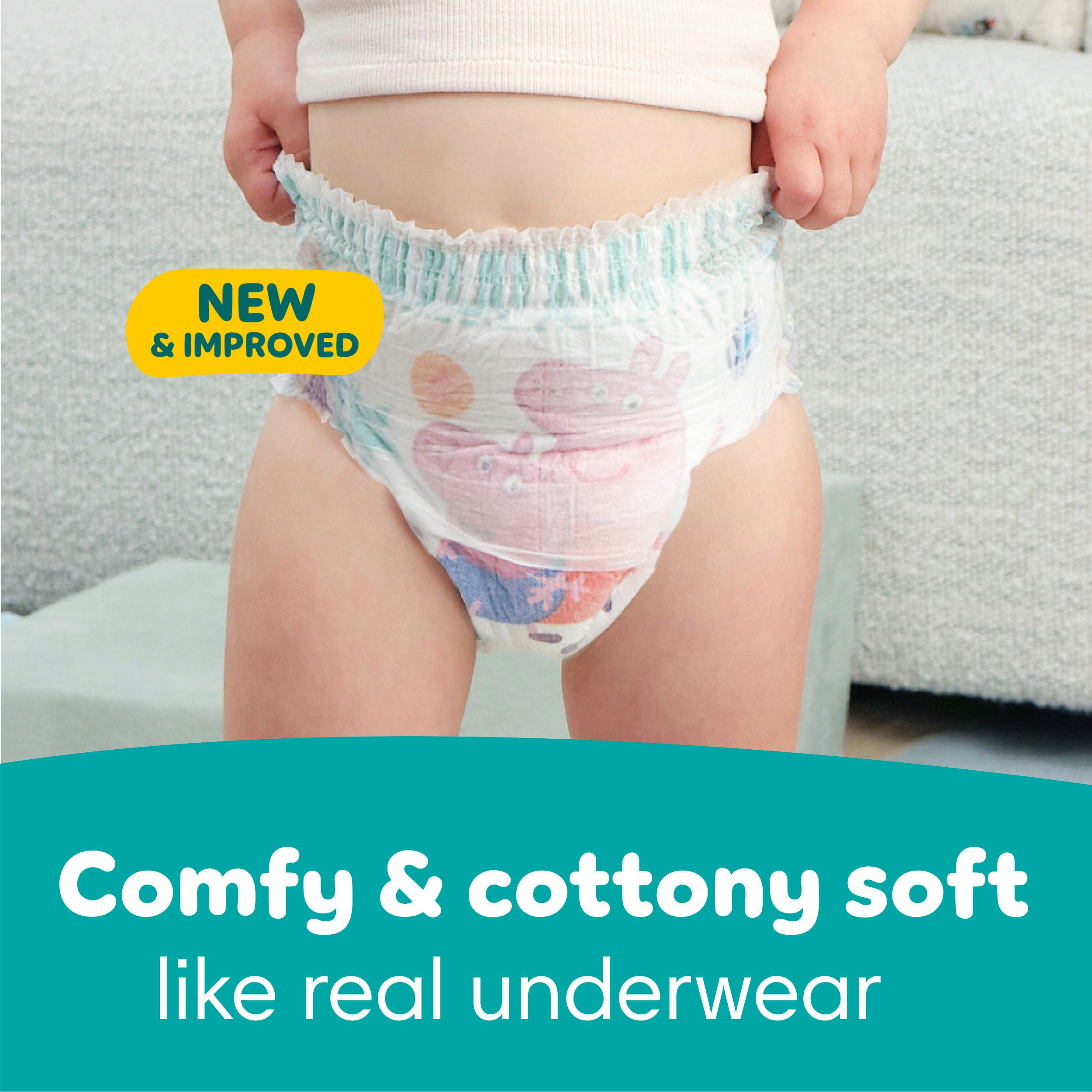 Pampers Easy Ups Girls & Boys Potty Training Pants, Size 4 (2T3T), Peppa Absorbent Training Underwear, Up to 100% Leakproof Day and Night, Hypoallergenic