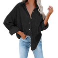 thumbnail image 1 of Poseca Women Corduroy Oversized Long Sleeve Shirt Button Down Blouses Tops Jacket, 1 of 4