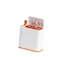 thumbnail image 1 of Bote de basura,Bote de basura delgado con tapa,Caja de almacenamiento estrecha,Papelera de desecho,Papelera de baño para baño,Hogar,Cocina,Sala de est blanco y naranja, 1 of 9
