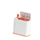 thumbnail image 1 of Cubo de basura, papelera de desecho, prensa , caja de almacenamiento estrecha, cubo de basura delgado para el hogar, cubo de baño para encimer blanco y naranja, 1 of 9