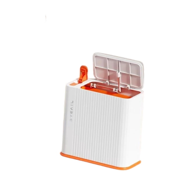 Bote de basura,Bote de basura delgado con tapa,Caja de almacenamiento estrecha,Papelera de desecho,Papelera de baño para baño,Hogar,Cocina,Sala de est blanco y naranja