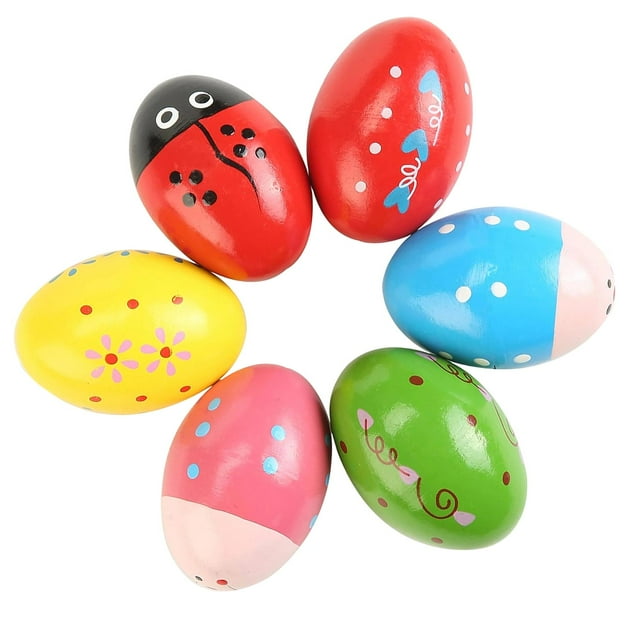 6 maracas de madera para huevos, juguetes educativos para rellenar calcetines navideños, maracas musicales de mano para carnaval, y bolsas de