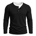 thumbnail image 2 of CQONEPT Mens Henley Sweater Long Sleeve Waffle Button Up Tunic Tee Casual Knit Pullover Soft Stretch Fall Winter Tops Black S, 2 of 6