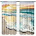 thumbnail image 5 of Beach Curtains 42Wx63L Inch Rod Pocket Tropical Curtains Coastal Nautical Hawaiian Scenery Bedroom Decor Ocean Landscape Seashore Scenic Sea Beachy Living Room Window Drapes Fabric 2 Panels, 5 of 5