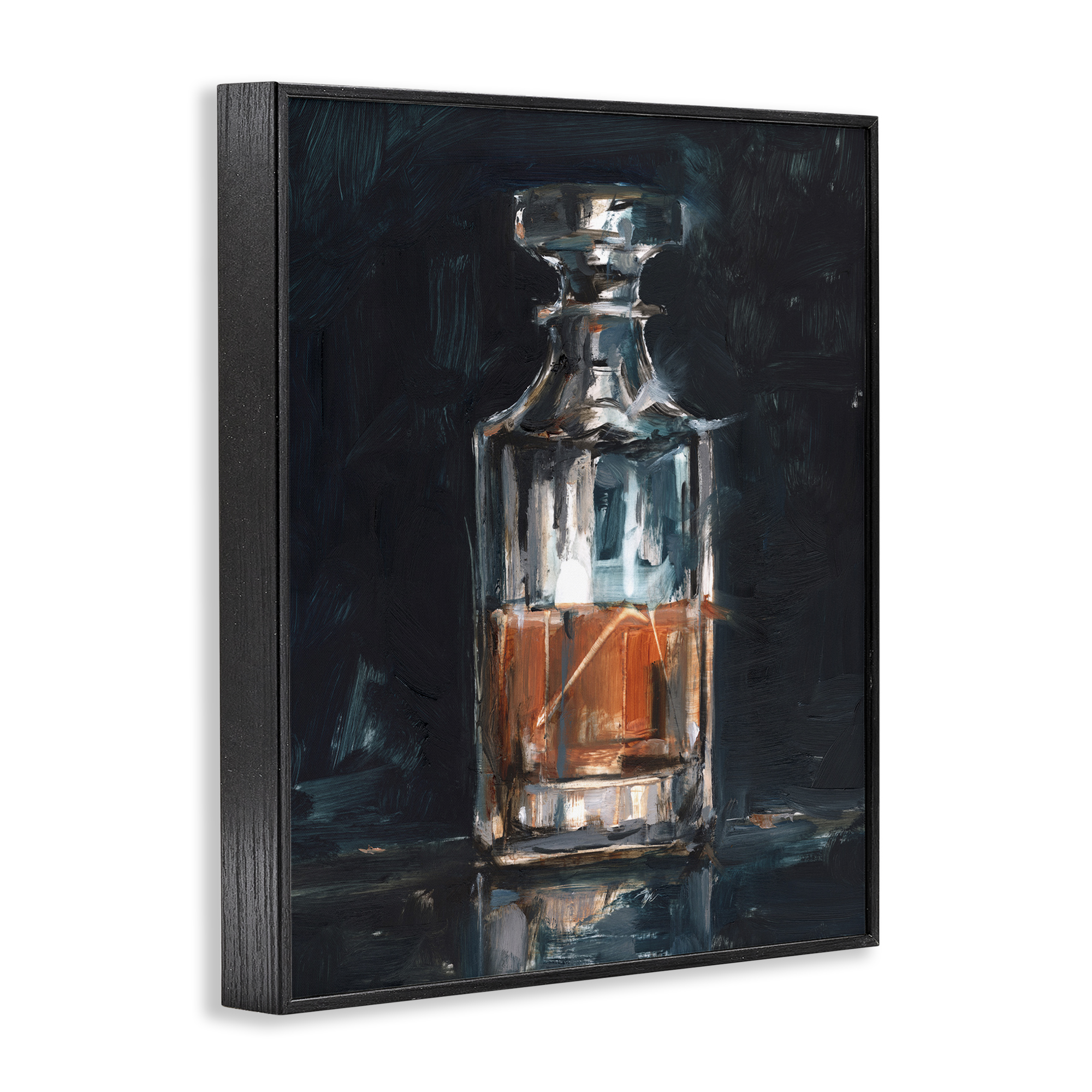 Stupell Industries Bar Whiskey Decanter Food & Beverage Painting Black Framed Art Print Wall Art, 24 x 30