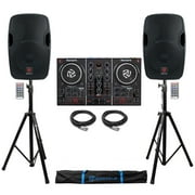 Numark Party Mix Serato DJ Controller w/Lights+(2) Powered 12" Speakers+Stands