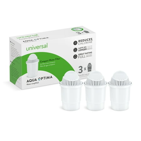 

Aqua Optima WQA Certified Compact Filter Replacement for Brita Pitchers and Dispensers Brita Classic 35557 OB03 Mavea 107007 35557 and others (Pack of 3)
