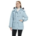 thumbnail image 4 of Wantdo Women's Plus Size Winter Coat Recycled Puffer Jacket Warm Thicken Parka Overcoat with Removable Hood Light Blue 2XL, 4 of 11