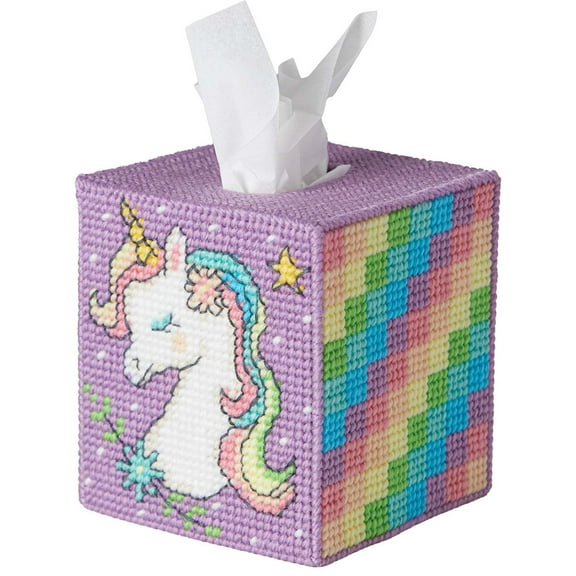 Herrschners® Rainbow Unicorn Tissue Box Plastic Canvas Kit