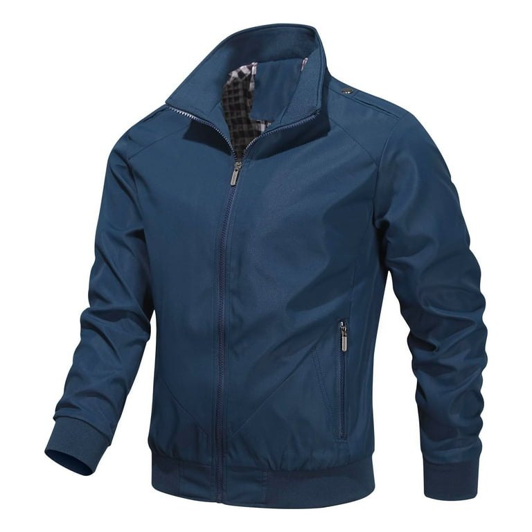 Men's Navy Blue Solid polyester Activewear Jackets