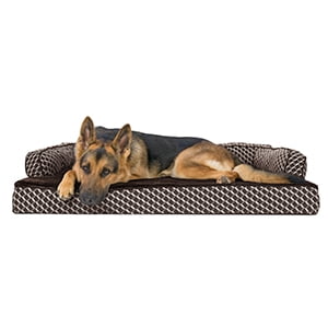 FurHaven Pet Dog Bed | Orthopedic Plush & Decor Comfy Couch Sofa-Style Pet Bed for Dogs & Cats, Diamond Brown,