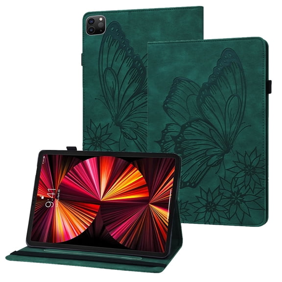XYX Case for iPad Pro 11 inch 2021/2020/2018 4th/3rd/2nd/1st Generation, Retro Butterfly Slim Folio Stand Cover (Green)