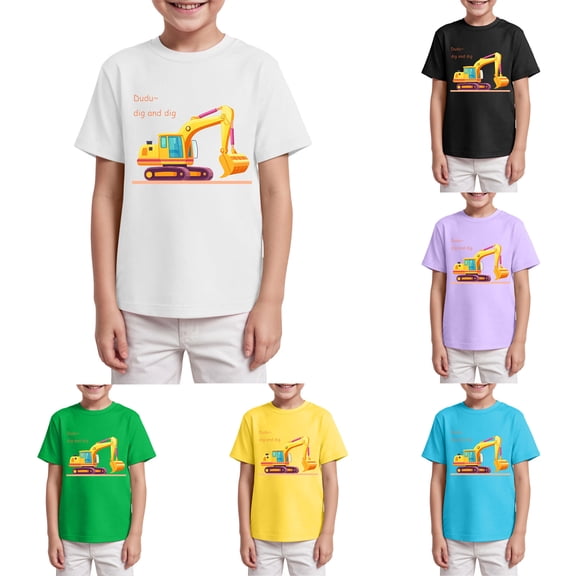 TTUHYWXI Car Shirts 2T 3T 4T Toddler Boy Clothes Truck Graphic Tees Little Kids Summer Short Sleeve Cotton Tops 2-8T (Black, 11-12 Years)