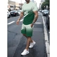 thumbnail image 3 of Conjunto de camiseta y pantalones cortos para hombre, ropa deportiva estampada, informal, a la moda, transpirable, de manga corta, verano 2024, 3 of 5