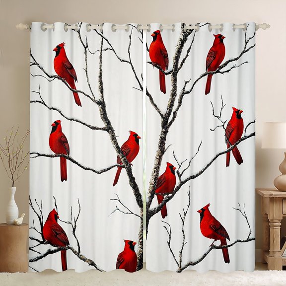 Castle Fairy Teens Cardinal Bird Blackout Curtains Set of 2 (52x84 Each),Merry Christmas Window Curtains,Festival Xmas Curtains and Drapes,Ultra Soft Home Decor