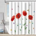 thumbnail image 1 of Cortina de ducha de poliéster con flores y plantas, acuarela, para baño, cuatro piezas, separación seca y húmeda, aislamiento, impermeable, para baño, 1 of 6