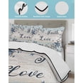 thumbnail image 3 of Twin Quilt Bedding Set, Vintage Farmhouse Reversible Summer Quilt 3 Pieces, Blue Country Texas Star Vines Wooden Lightweight Bedspreads Coverlets with 2 Pillow Shams for All Seasons, 3 of 5