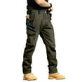 thumbnail image 2 of Men's Fleece Lined Tactical Pants Insulated Winter Cargo Thermal Work Pants Mens Snow Hiking Pants for Cold Weather Green S, 2 of 5