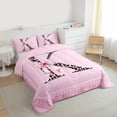 thumbnail image 3 of Homewish Initial Alphabet K Girl 3-Piece Full Size Comforter Sets,Animal Leopard Cheetah Print Bedding Comforter Set,Kawaii Pink Bowtie Lightweight Bedding Sets,Super Cozy Room Decor,Reversible, 3 of 8