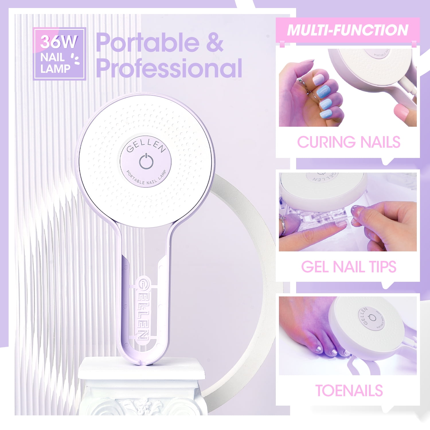 Gellen Gel Nail Polish Starter Kit with UV Lamp, 10 Colors Bright Rainbow Gel Polish with 36W Nail Lamp Top & Base Coat Nail Tools Manicure Set & Storage Box, All-In-One Gel Nail Polish Kit