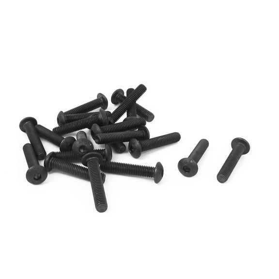Uxcell M5 x 25mm Alloy Steel Hex Socket Button Head Machine Screws Black (20-pack)