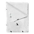 thumbnail image 2 of Sea Animals Soft Flannel Fleece Throw Blanket, Pattern of Shark Fins Speedy Fish Hunting Minimalistic Design Artwork Print, Cozy Plush for Indoor and Outdoor Use, 70" x 90", White Black, by Ambesonne, 2 of 5