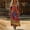 Khaki, variant on Women's Boho Floral Long Sleeve Maxi Dress V Neck Flowy Bohemian Loose Fit Casual Beach Vacation Wedding Guest Summer Spring Linen Tunic Resort Holiday