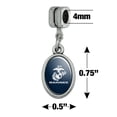 thumbnail image 4 of Marines Text USMC White Logo on Blue Officially Licensed Italian European Style Bracelet Oval Charm Bead, 4 of 5