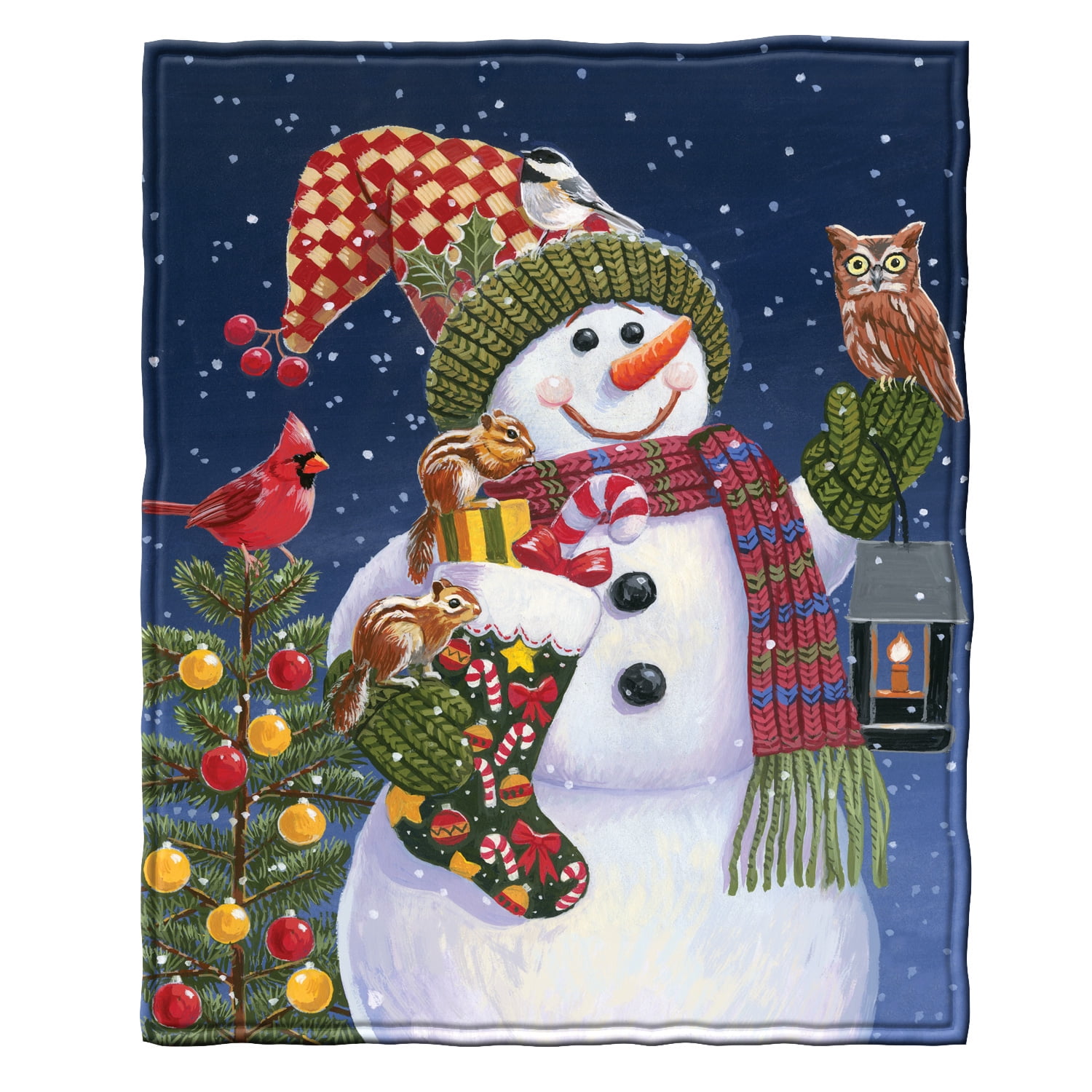 Dawhud Direct Snowman and Friends Super Soft Plush Fleece Throw Blanket