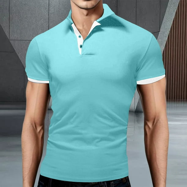 adviicd Men'S Polo Shirts Short Sleeve Mens Golf Shirt Moisture Wicking  Quick-Dry Print Performance Polo Shirts for Men Light Blue,XXXXXXXL