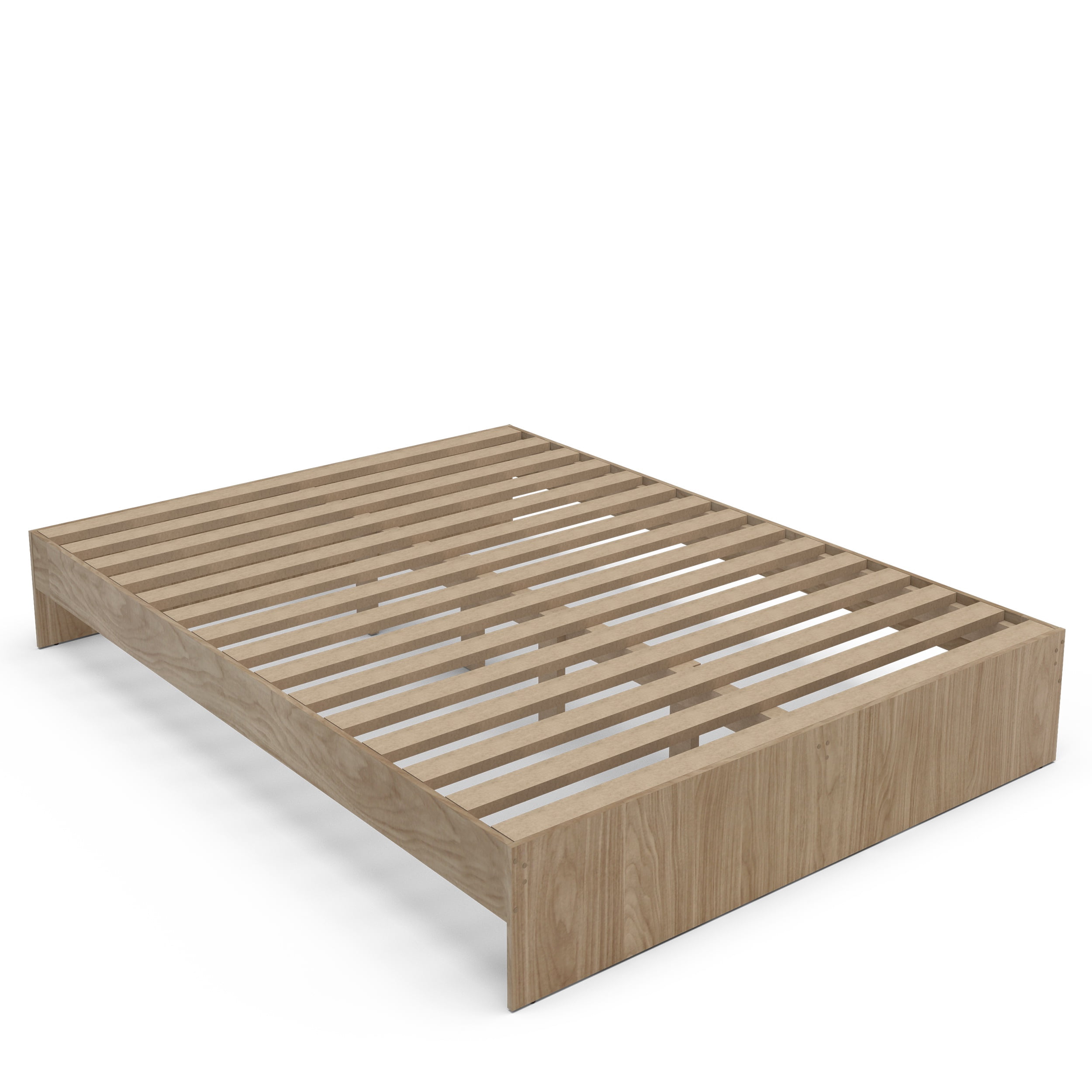 Polifurniture Queen Size Wood Platform Bed Frame, Light Oak