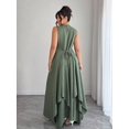 thumbnail image 2 of Green Plus Size Sleeveless A-Line Dress With Tie-Up Waist And Asymmetric, 2 of 8