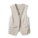 thumbnail image 2 of Blazer para mujer, color liso, con botones y bolsillos, sin mangas, chaleco, blazer, traje, abrigo de poliéster para mujer, 2 of 6
