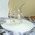 thumbnail image 5 of Aesthetic Glass Cups with Lids and Straws - 13oz Pink Bow Tumbler, Cute Iced Coffee Cups with Cleaning Brush & Gift Box, Valentine's Day Gifts for Her, Back-to-Sc-hool Essentials for G-irls Women, 5 of 9