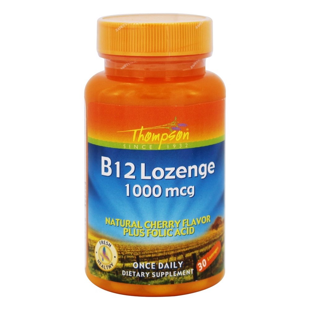 Thompson Vitamin B12 Lozenge Natural Cherry Flavor 1000 mcg. 30 Lozenges