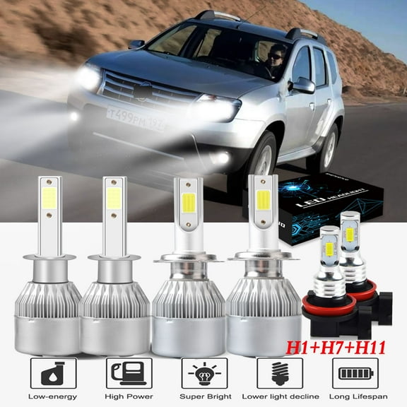 For Renault Duster 2018 2019 Headlights H1 H7 High/Low Beam  H11 Fog light Bulbs,6pc