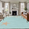 thumbnail image 2 of Starfish Shell Area Rugs 5x7 ft Abstract Ocean Beach Shore Teal Striped Washable Rug Non Slip Indoor Carpet Absorbent Floor Mat for Living Room Bedroom Dining Room, 2 of 9