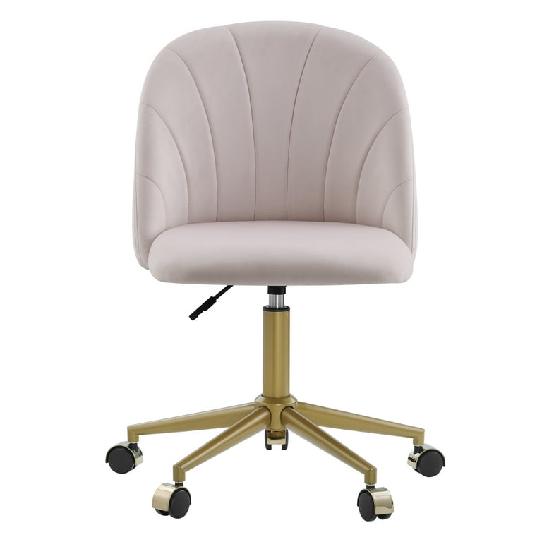 Linon Alondra Office Chair, Gold with Pink Velvet