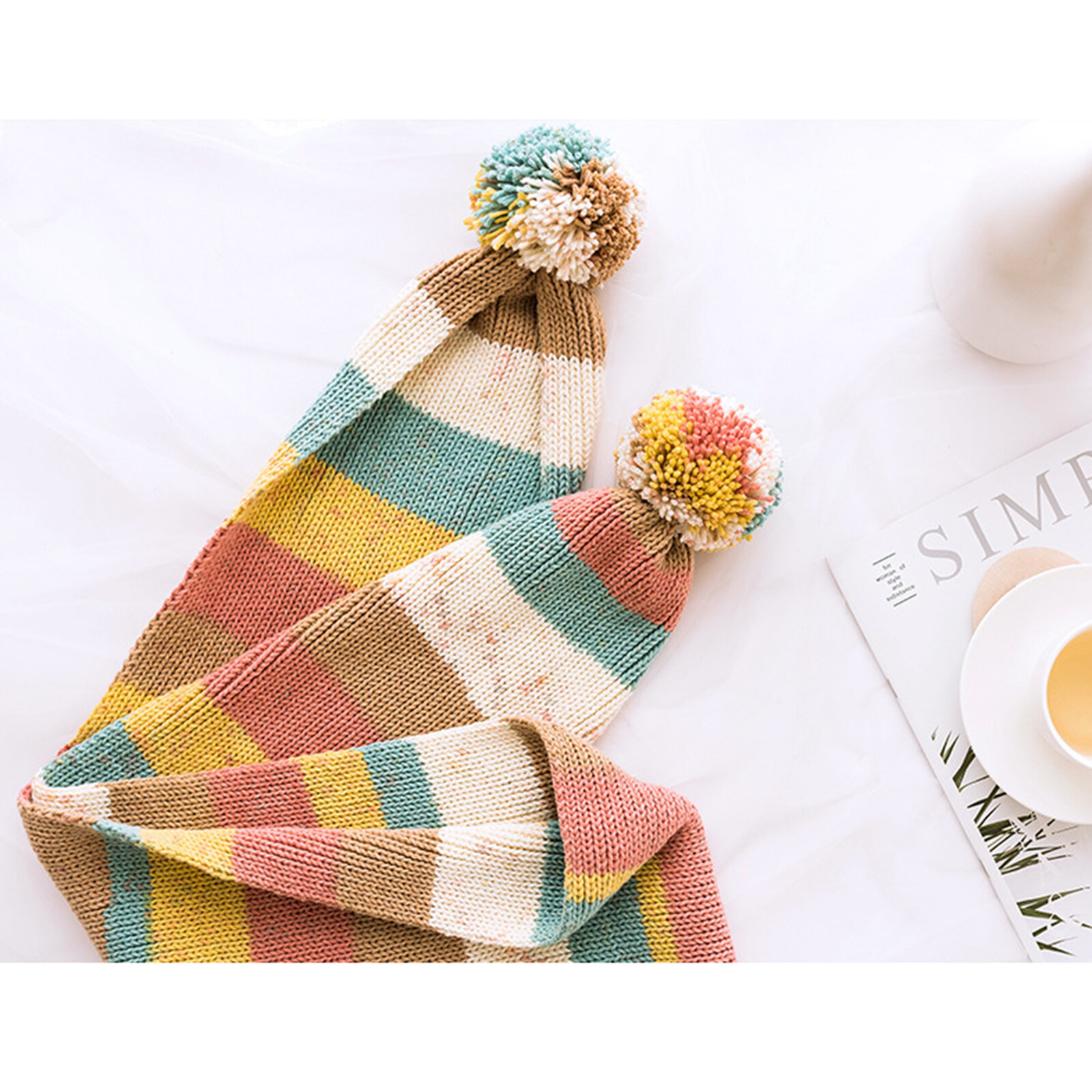 (Model 18# single roll 193 meters) 5 strands of rainbow cotton handmade diy knitted wool milk cotton scarf pillow blanket material wool ball, it is recommended to sell 4 rolls in combination