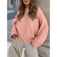 thumbnail image 4 of Suéter Informal de Punto Afelpado de Larga Extragrande para Mujer, Ropa de Otoño Rosa L, 4 of 8