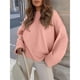 thumbnail image 4 of Suéter Informal de Punto Afelpado de Larga Extragrande para Mujer, Ropa de Otoño Rosa L, 4 of 8